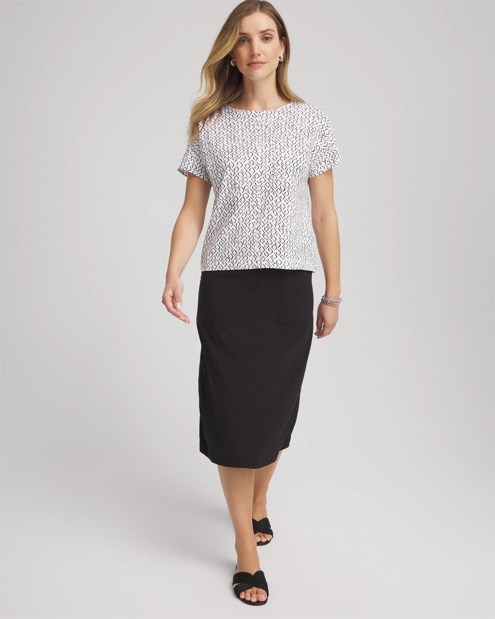Chico's Women | Zenergy® UPF Geo-Print Dolman Top BLACK