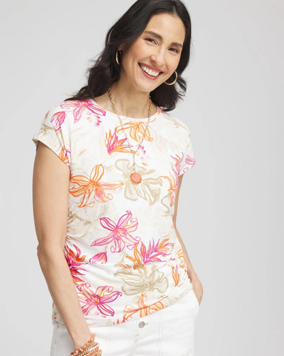 Chico's Women | Touch of Cool™ Tropical Floral Dolman Tee ALABASTER
