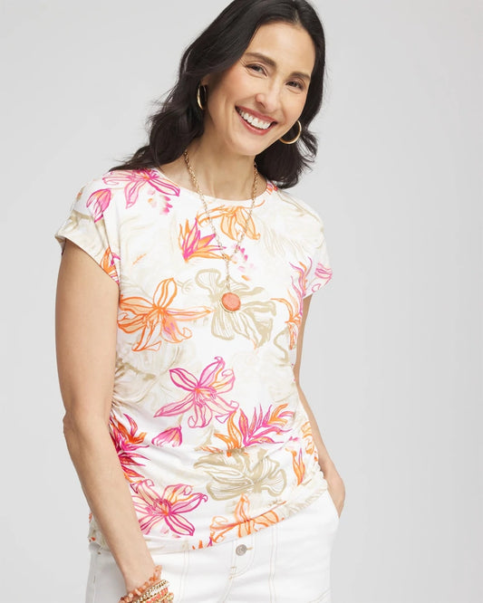 Chico's Women | Touch of Cool™ Tropical Floral Dolman Tee ALABASTER