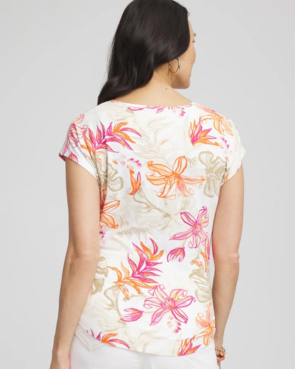 Chico's Women | Touch of Cool™ Tropical Floral Dolman Tee ALABASTER