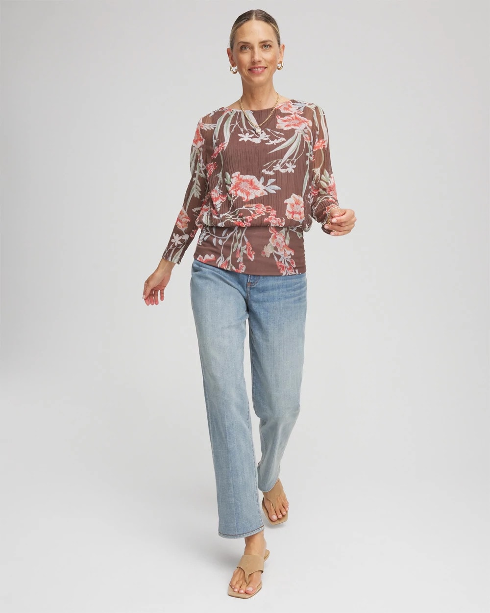 Chico's Women | Textured Banded-Hem Top DRIED MUSHROOM