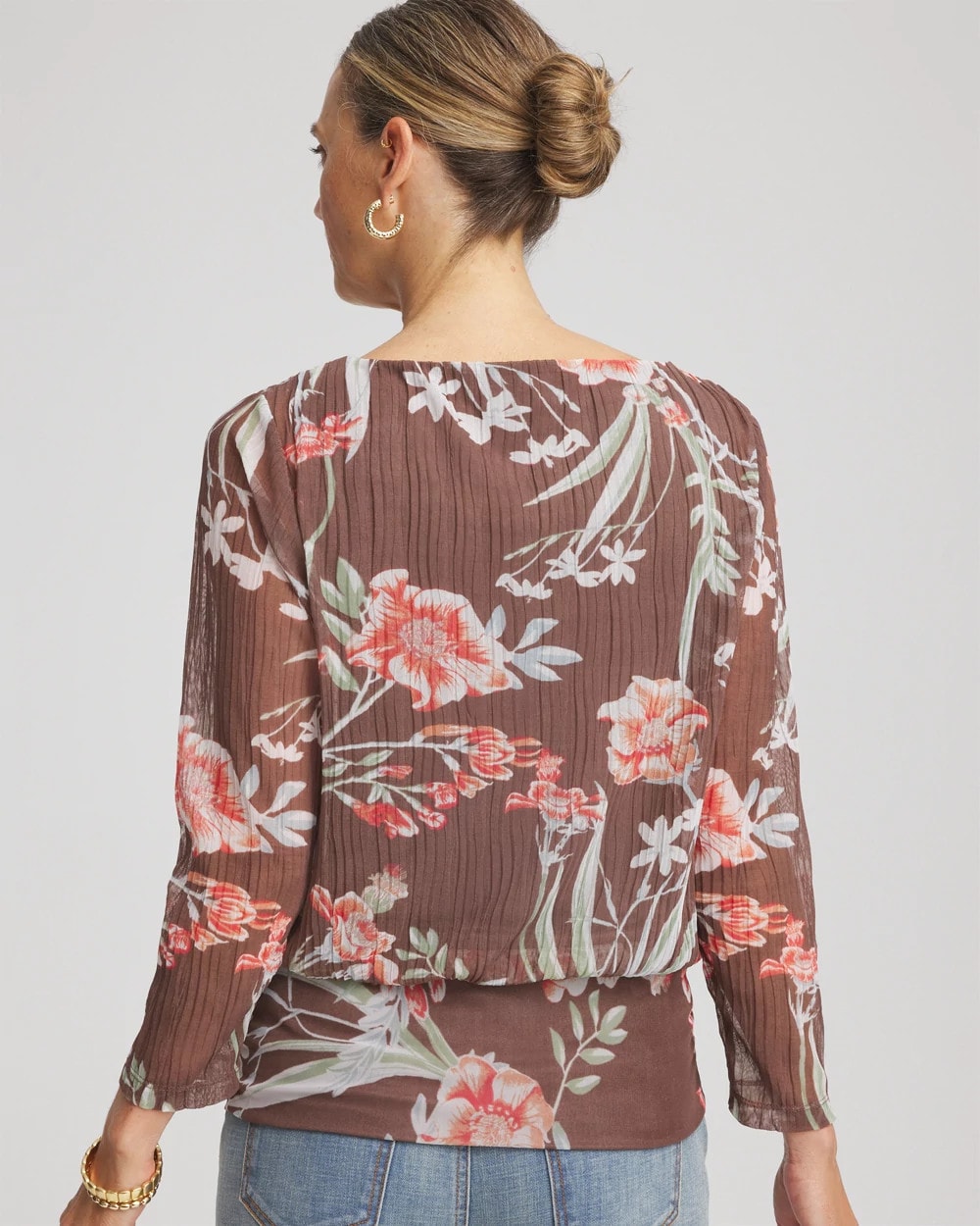Chico's Women | Textured Banded-Hem Top DRIED MUSHROOM