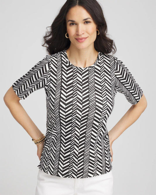 Chico's Women | Printed Classic Fit Pima Cotton Tee BLACK