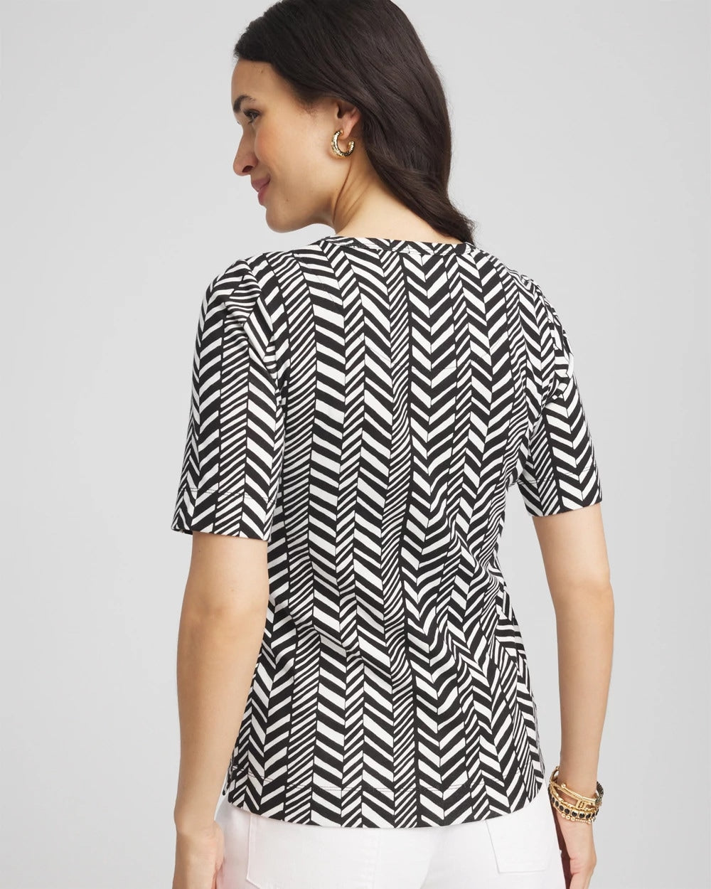 Chico's Women | Printed Classic Fit Pima Cotton Tee BLACK