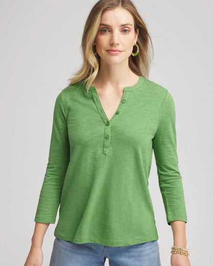 Chico's Women | Cotton Slub Henley Shirt SALTED LIME