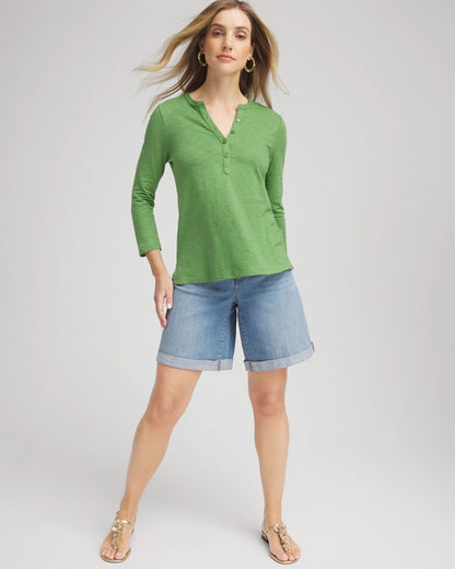 Chico's Women | Cotton Slub Henley Shirt SALTED LIME