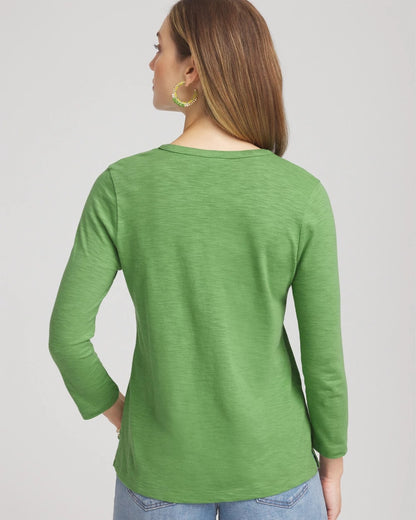 Chico's Women | Cotton Slub Henley Shirt SALTED LIME