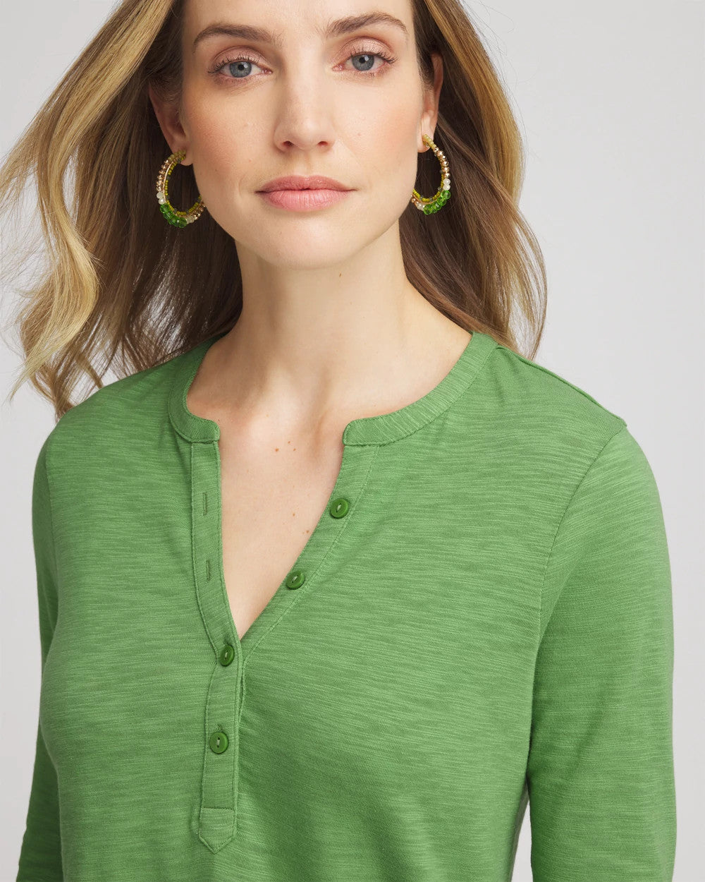 Chico's Women | Cotton Slub Henley Shirt SALTED LIME