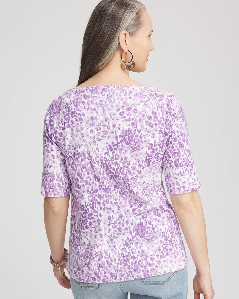 Chico's Women | Animal Print Bateau-Neck Pima Tee PLUM SHADE