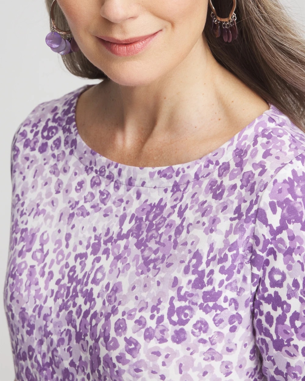 Chico's Women | Animal Print Bateau-Neck Pima Tee PLUM SHADE