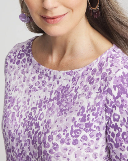 Chico's Women | Animal Print Bateau-Neck Pima Tee PLUM SHADE