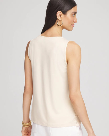 Chico's Women | Island Crochet Lace Tank GLISTENING SAND