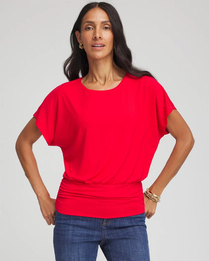 Chico's Women | Touch of Cool™ Ruched Banded Hem Top RED GLOW