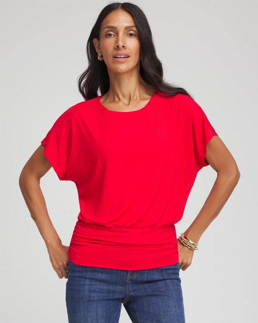 Chico's Women | Touch of Cool™ Ruched Banded Hem Top RED GLOW