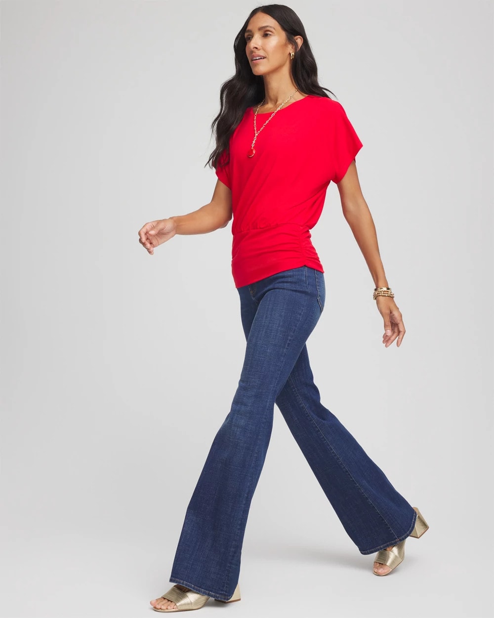 Chico's Women | Touch of Cool™ Ruched Banded Hem Top RED GLOW