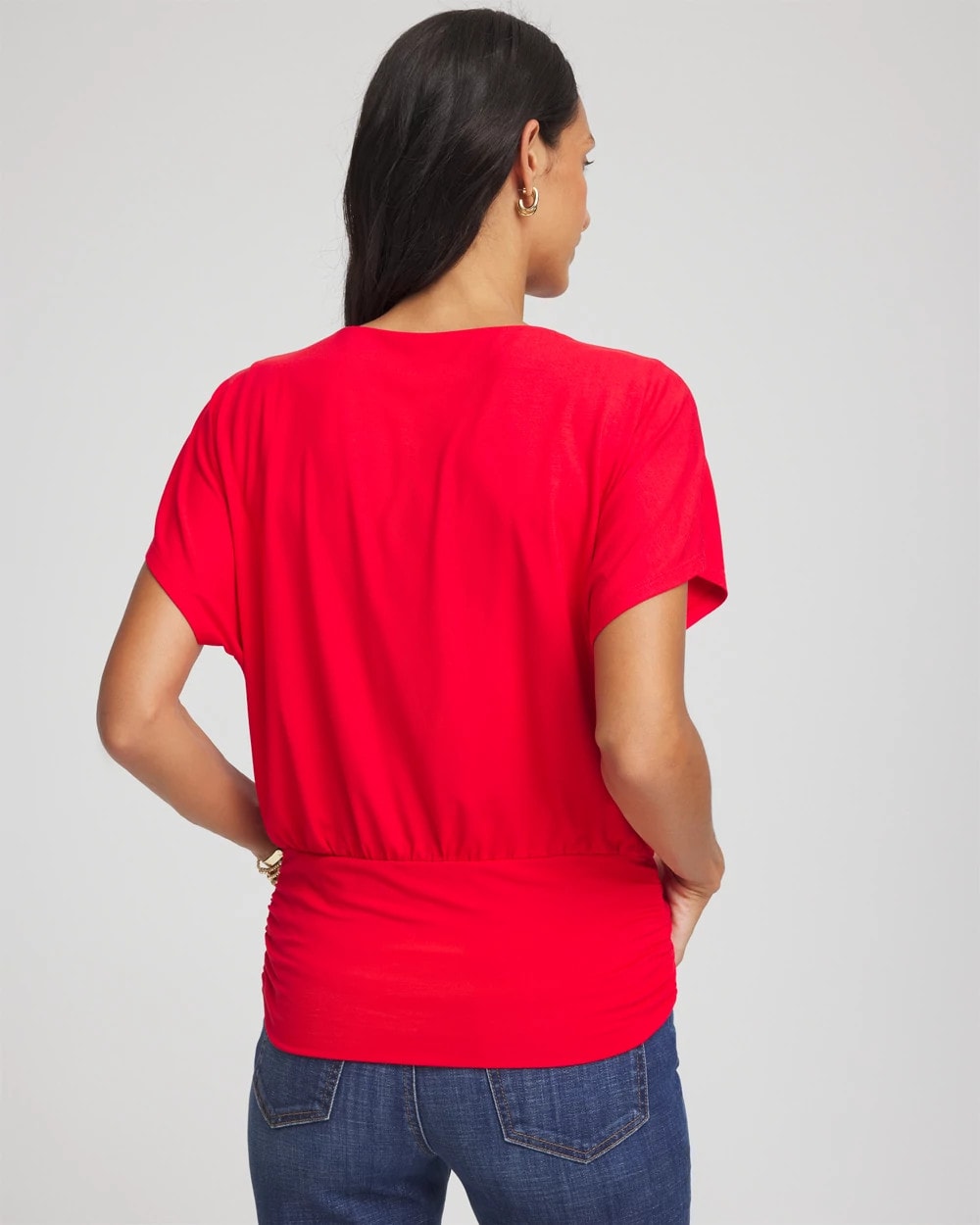 Chico's Women | Touch of Cool™ Ruched Banded Hem Top RED GLOW