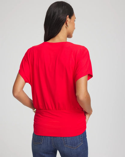 Chico's Women | Touch of Cool™ Ruched Banded Hem Top RED GLOW