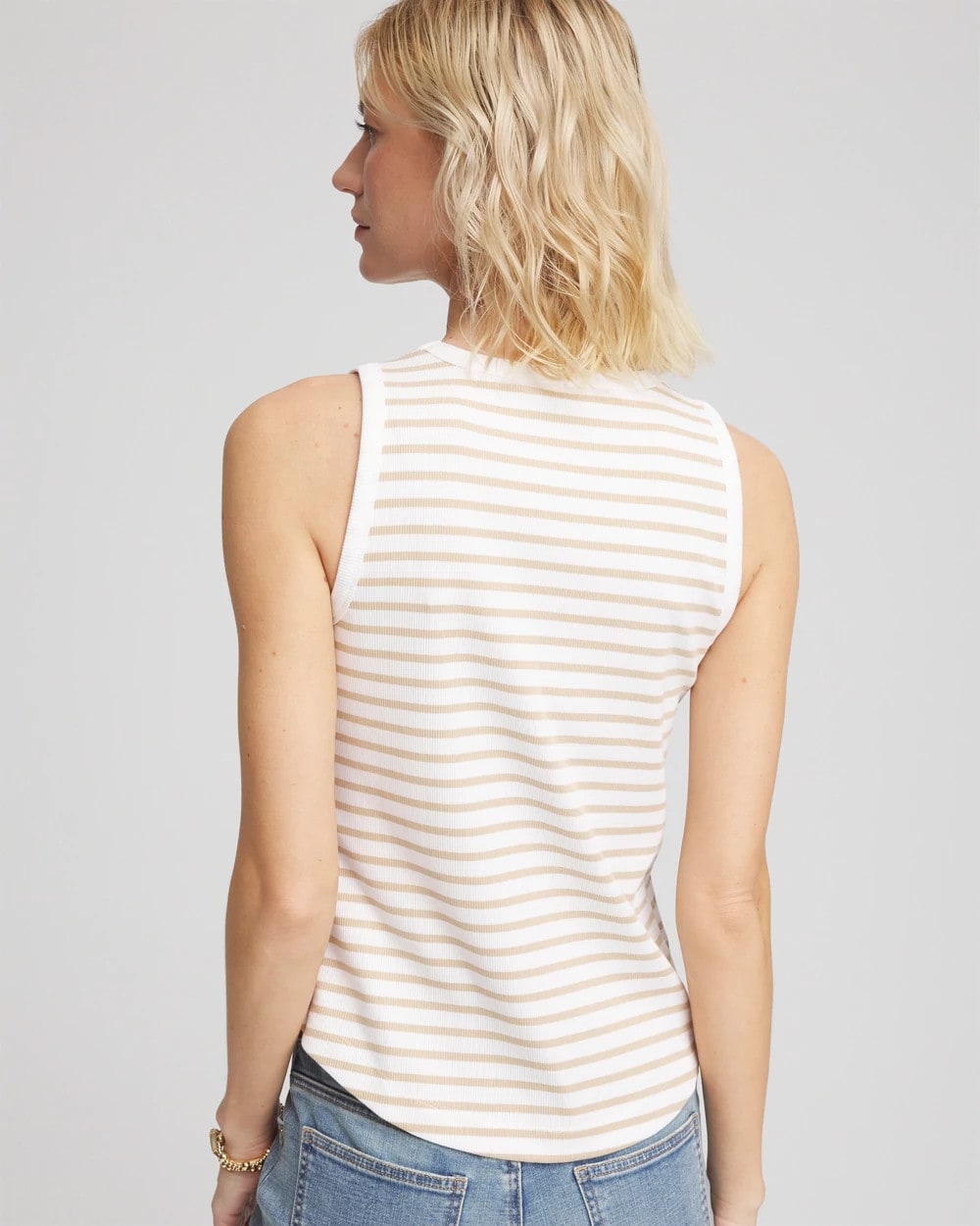 Chico's Women | Striped Ribbed High-Neck Tank WILD TRUFFLE
