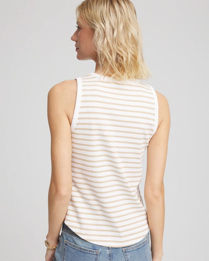 Chico's Women | Striped Ribbed High-Neck Tank WILD TRUFFLE