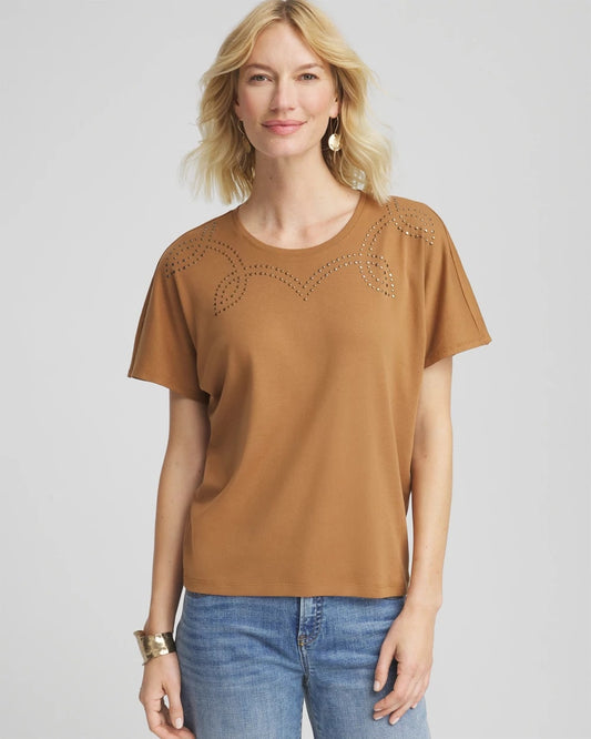 Chico's Women | Studded Tapered Dolman Top BURNT SIENNA