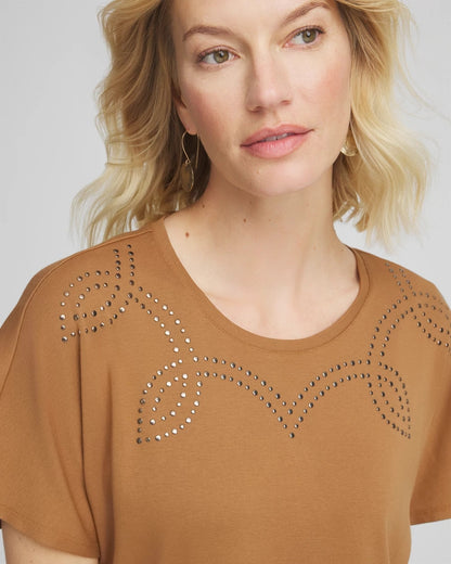 Chico's Women | Studded Tapered Dolman Top BURNT SIENNA