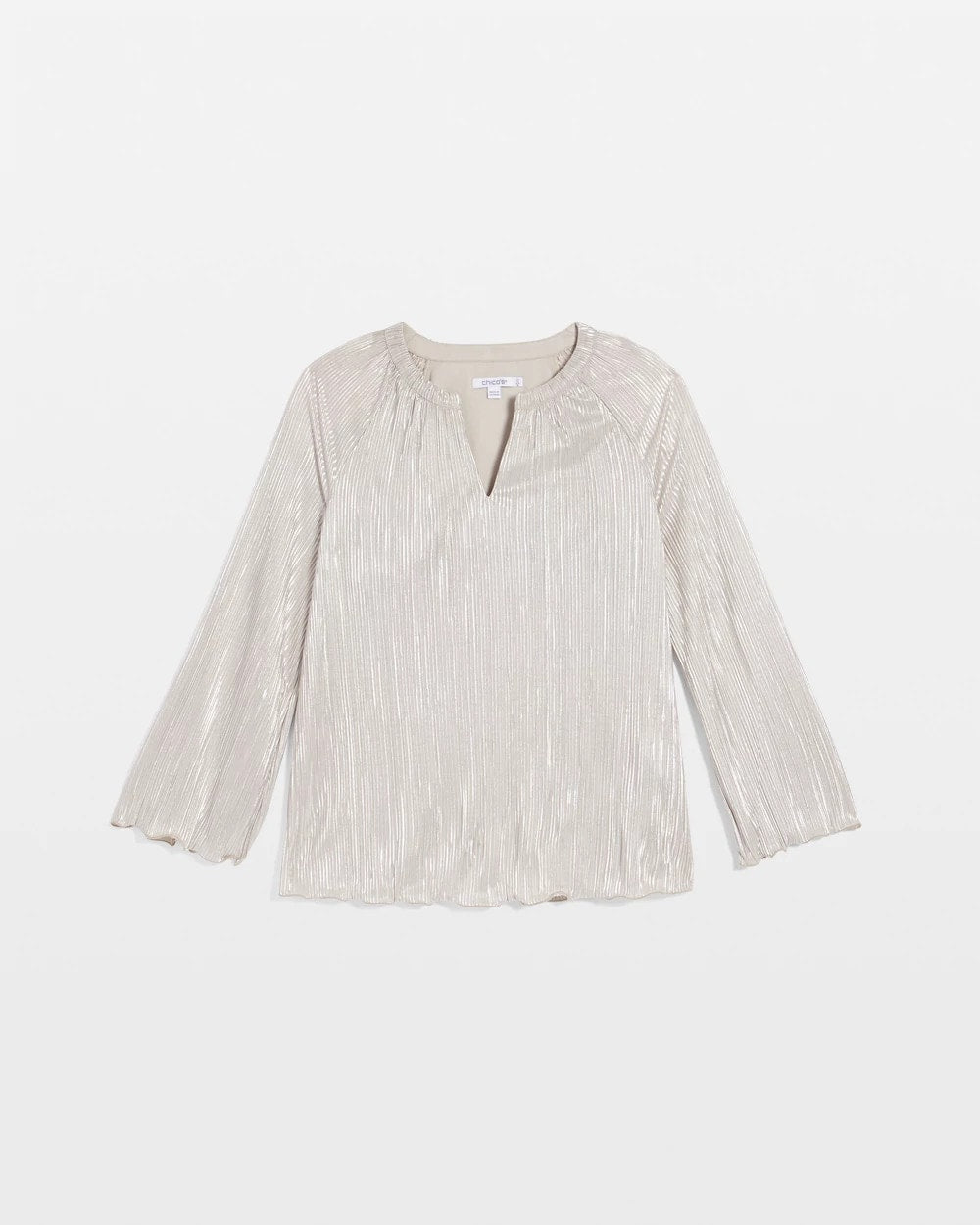 Chico's Women | Foiled Pleated V-Neck Tee CHAMPAGNE