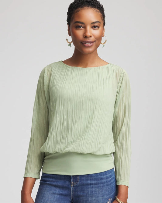 Chico's Women | Touch of Cool™ Textured Banded-Hem Top SAGE MEADOW