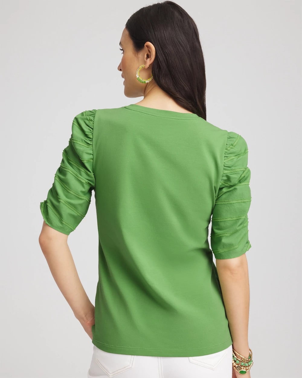 Chico's Women | Ruched Sleeve V-Neck Tee SALTED LIME