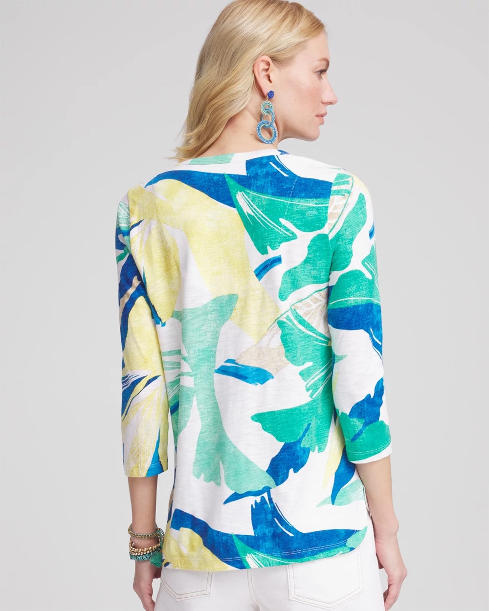 Chico's Women | Ocean Print Slub Scoop-Neck Tee ALABASTER