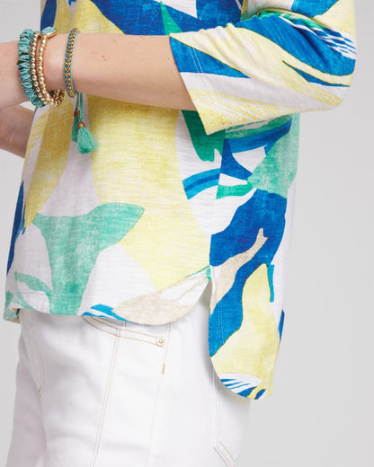 Chico's Women | Ocean Print Slub Scoop-Neck Tee ALABASTER