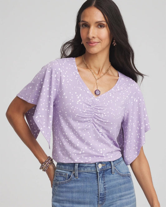 Chico's Women | Touch of Cool™ Handkerchief-Sleeve V-Neck Tee GENTLE LAVENDER