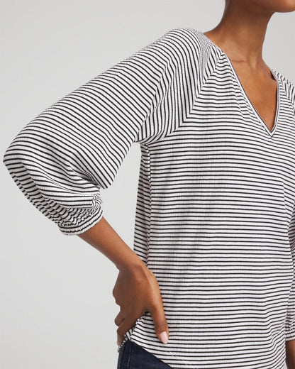 Chico's Women | Striped Crinkled Raglan Top ALABASTER