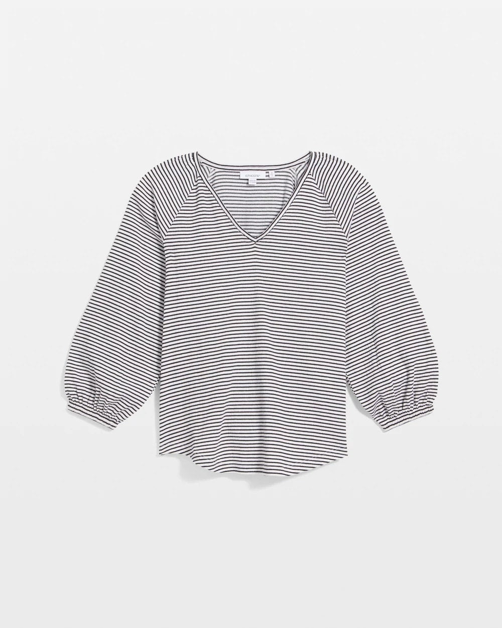 Chico's Women | Striped Crinkled Raglan Top ALABASTER
