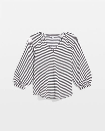 Chico's Women | Striped Crinkled Raglan Top ALABASTER