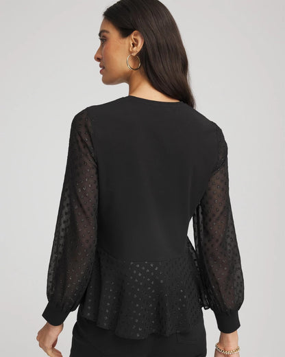 Chico's Women | Clip-Dot Peplum Top BLACK