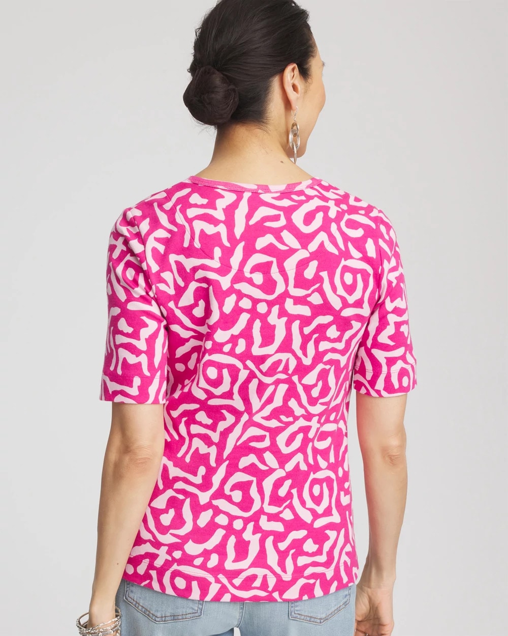 Chico's Women | Animal Print Crewneck Pima Tee CRUSHED BERRIES