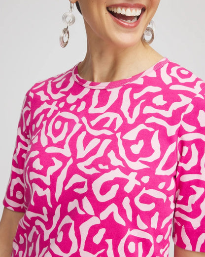 Chico's Women | Animal Print Crewneck Pima Tee CRUSHED BERRIES