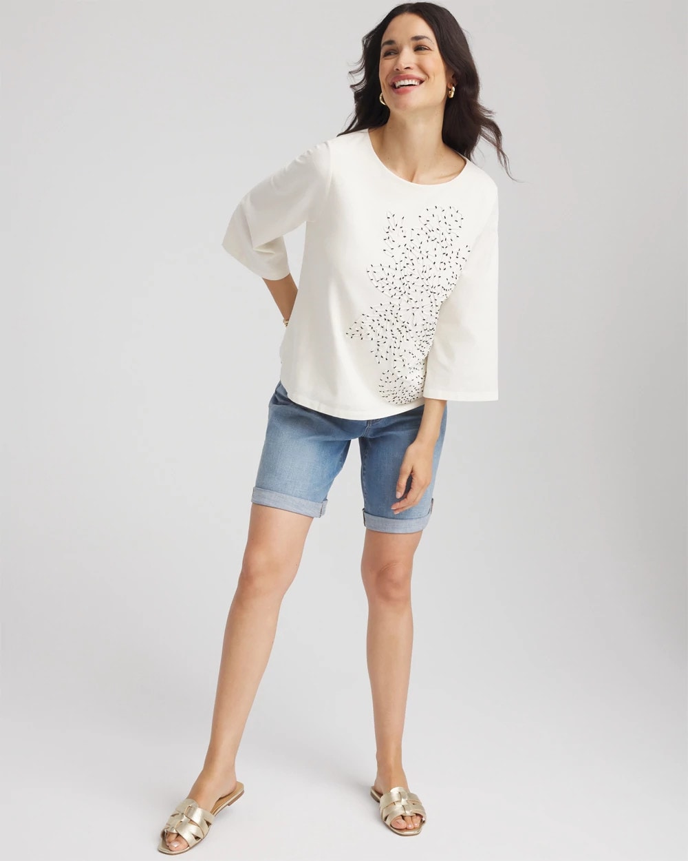 Chico's Women | Soutache Embroidered Wildflower Top ECRU
