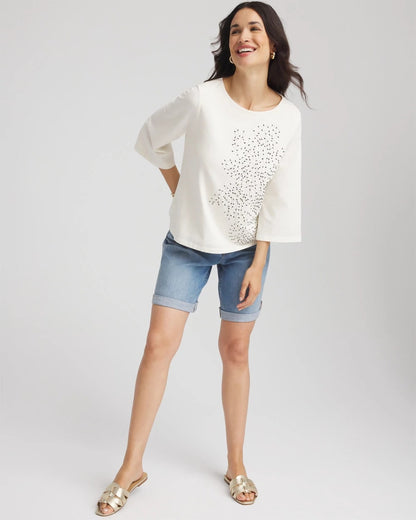 Chico's Women | Soutache Embroidered Wildflower Top ECRU