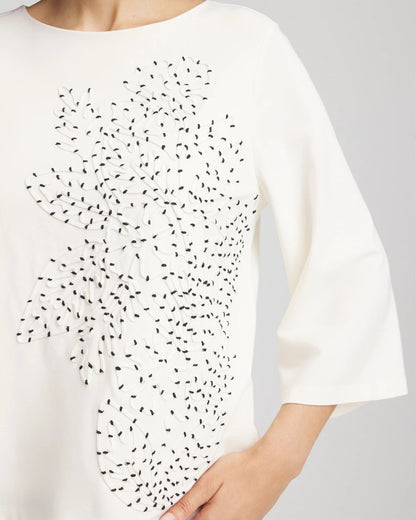 Chico's Women | Soutache Embroidered Wildflower Top ECRU
