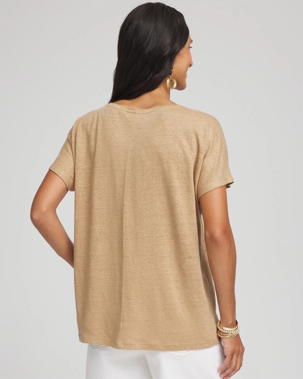 Chico's Women | Geo Embroidered Linen Tee CAFE AROMA