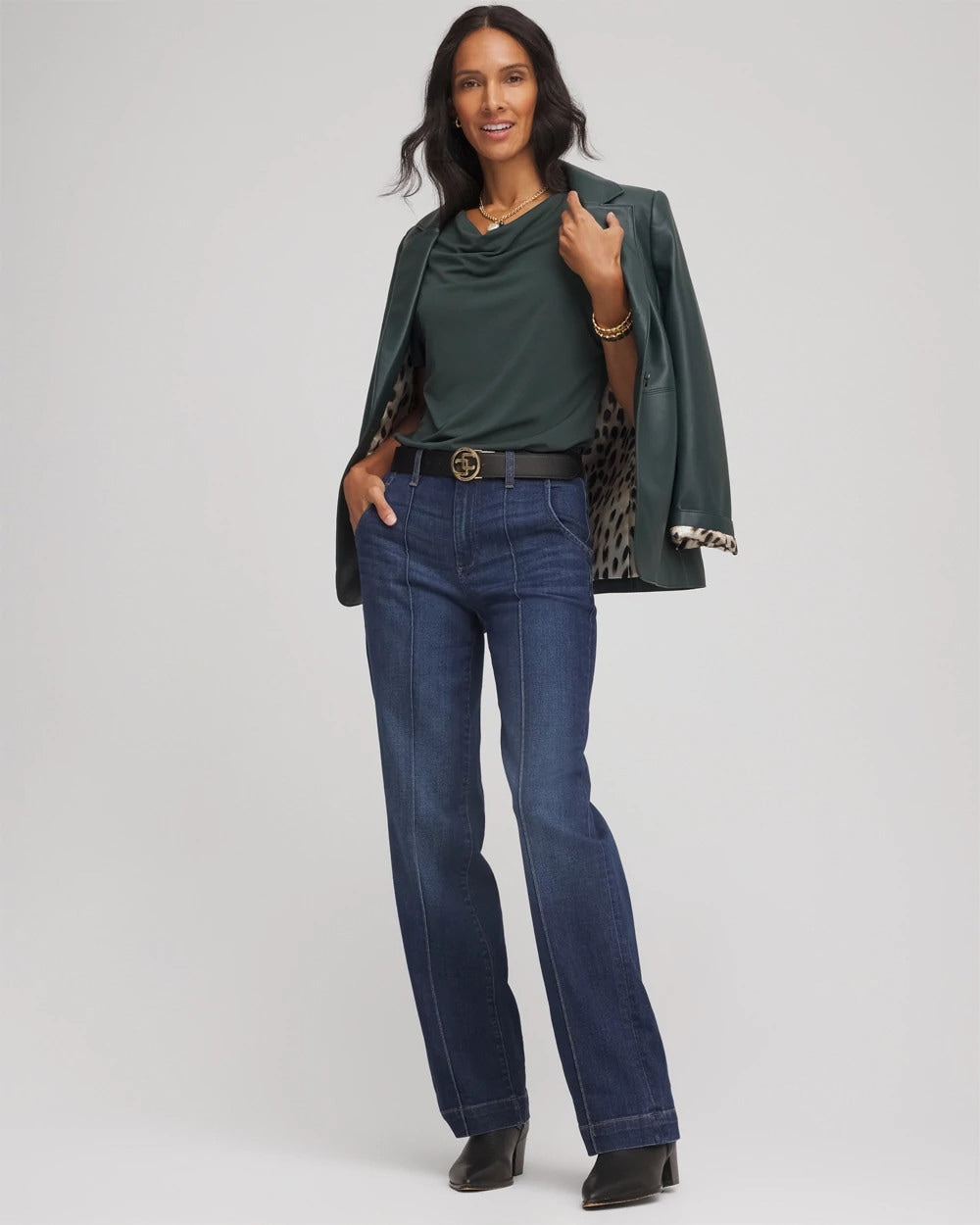 Chico's Women | Jersey Knit Cowlneck Tee DARKEST SPRUCE