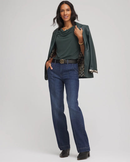 Chico's Women | Jersey Knit Cowlneck Tee DARKEST SPRUCE