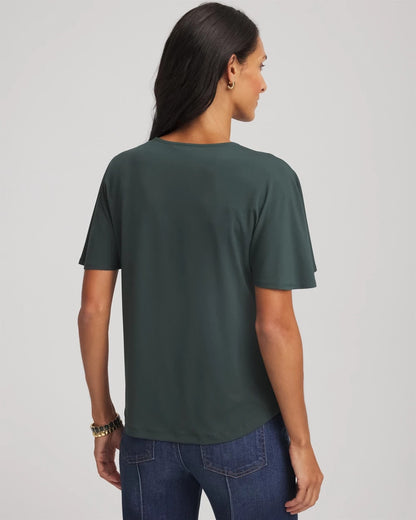 Chico's Women | Jersey Knit Cowlneck Tee DARKEST SPRUCE