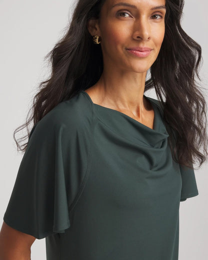 Chico's Women | Jersey Knit Cowlneck Tee DARKEST SPRUCE