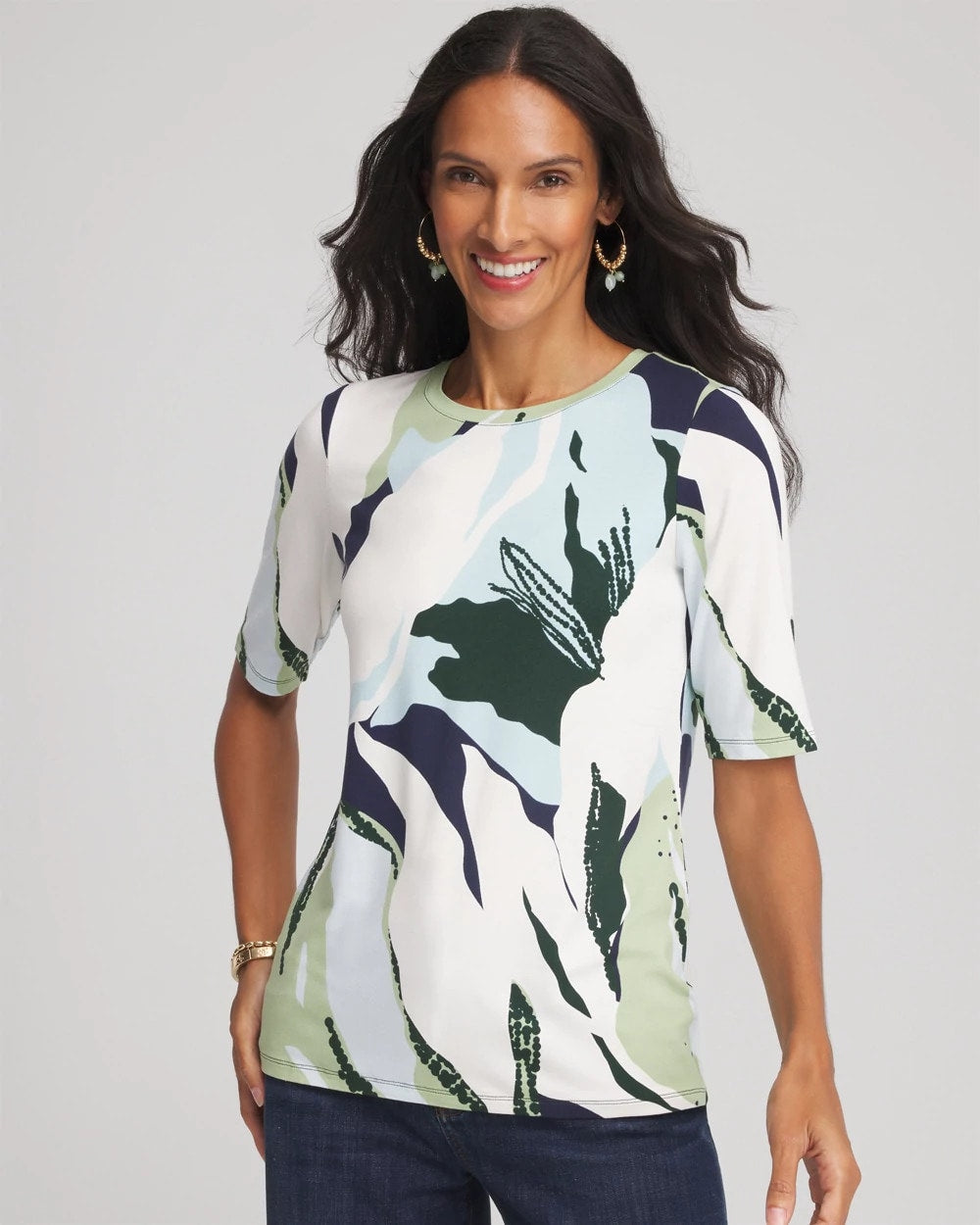 Chico's Women | Touch of Cool™ Elbow-Sleeve Perfect Tee SAGE MEADOW