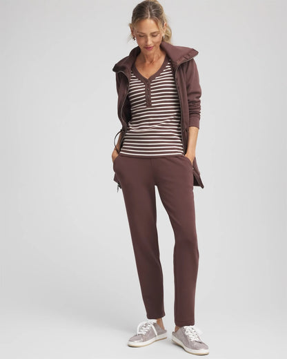 Chico's Women | Zenergy® Ribbed Striped Henley Tee ESPRESSO