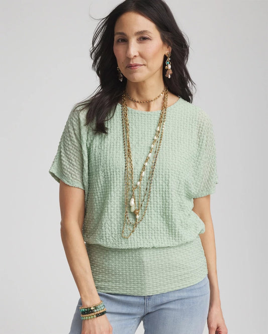 Chico's Women | Jacquard Banded Hem Top MOROCCAN MINT