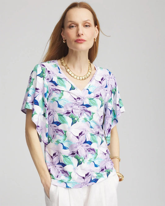 Chico's Women | Touch of Cool™ Lily Handkerchief-Sleeve V-Neck Tee GENTLE LAVENDER