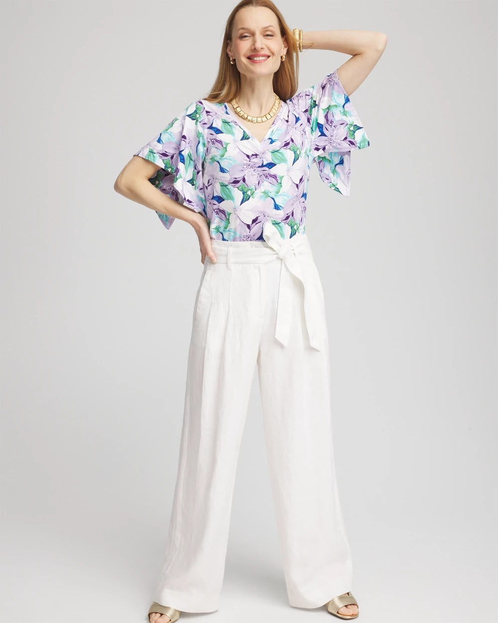 Chico's Women | Touch of Cool™ Lily Handkerchief-Sleeve V-Neck Tee GENTLE LAVENDER